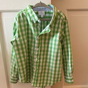 Little English Green and White Checkered Button Down Shirt